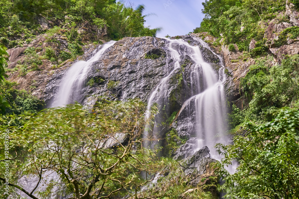 waterfall in the tropical rain forest. Khong Lan waterfall, Thailand