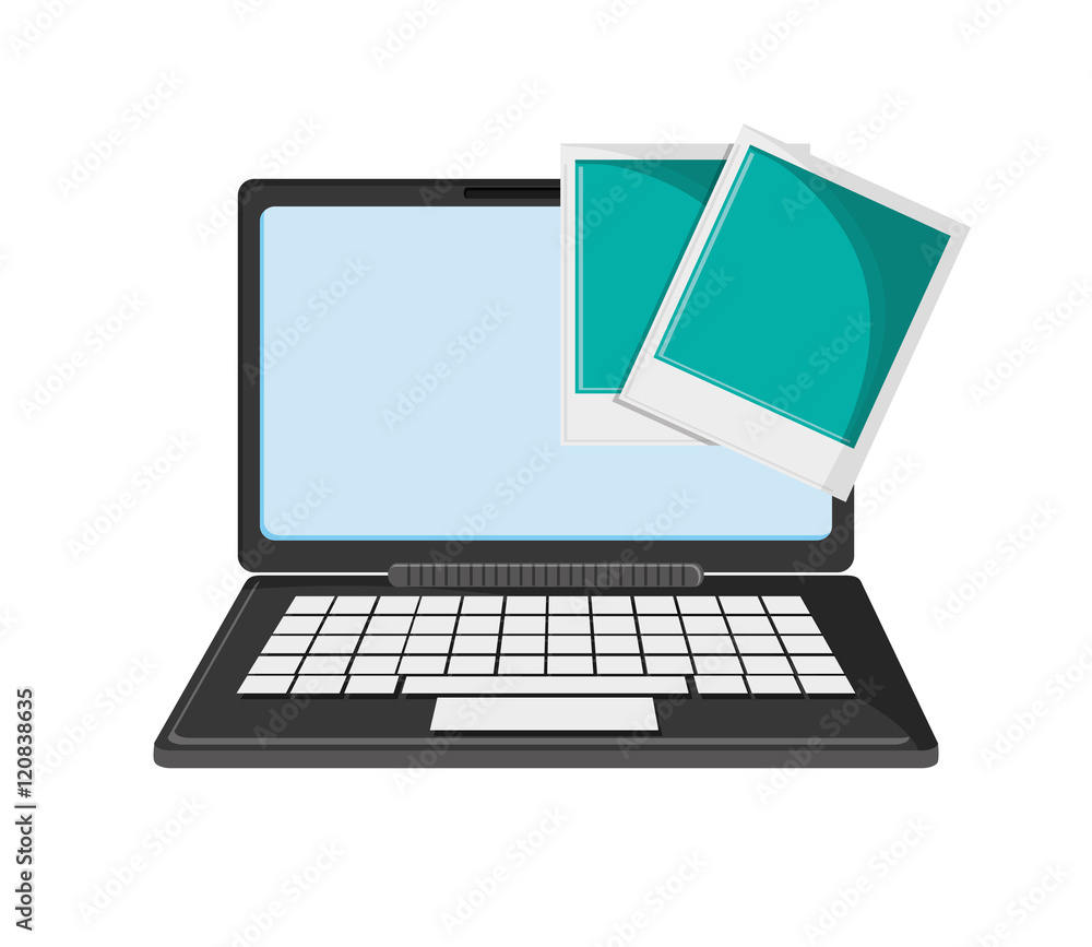 flat design laptop and instant photograph icon vector illustration flat design laptop and instant photograph icon vector illustration