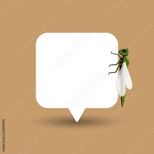Dragonfly Isolated on Speech Banner