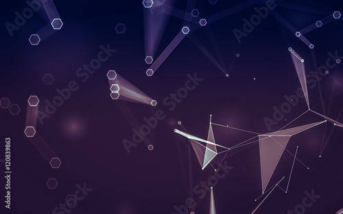 Abstract polygonal space low poly dark background  3d rendering