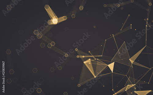 Abstract polygonal space low poly dark background, 3d rendering