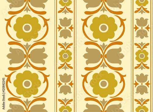 Ornament Muster Hintergrund Folklore Stoffmuster Tapetenmuster Kachel Tilde Gestaltung Homepagehintergrund 70er Jahre Druck Papiermuster Internetseitenmuster Blume Blümchen beige grün olive