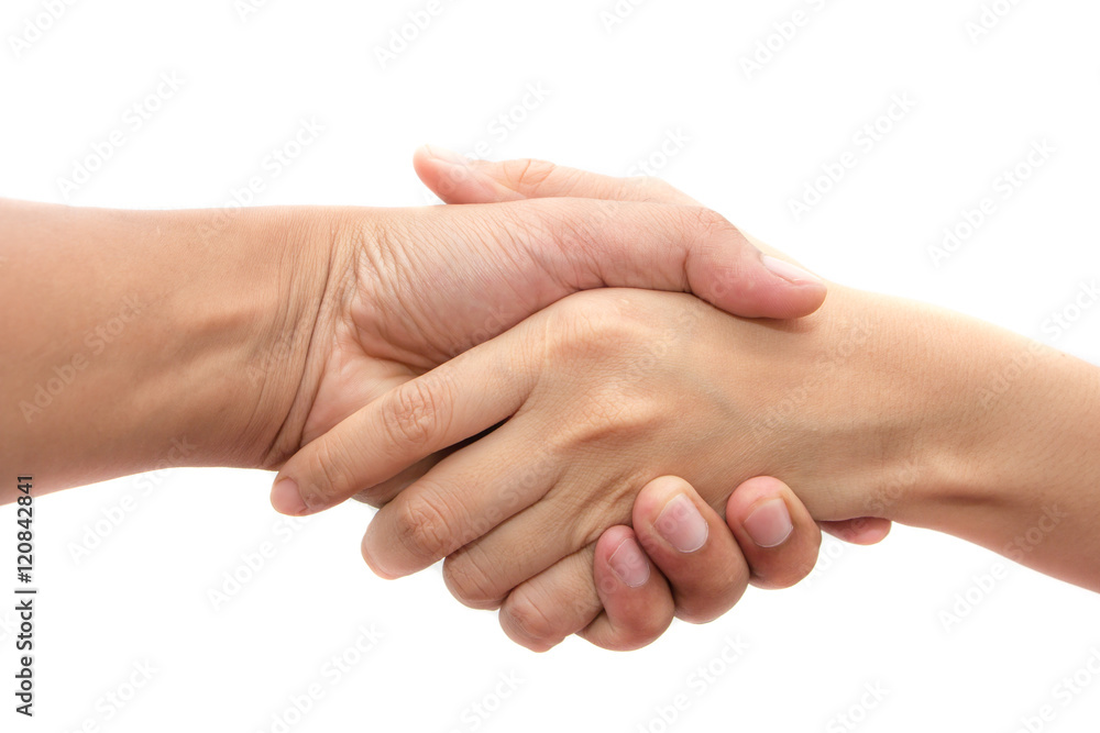 Man and woman hands isolated on white background