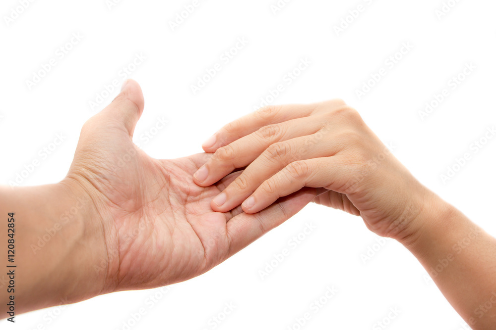 Man and woman hands isolated on white background Man and woman hands isolated on white background