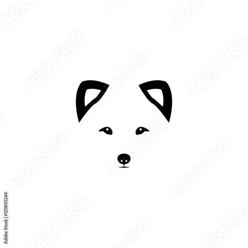 Arctic fox head on white background. Polar fox logo. Vector illustration.