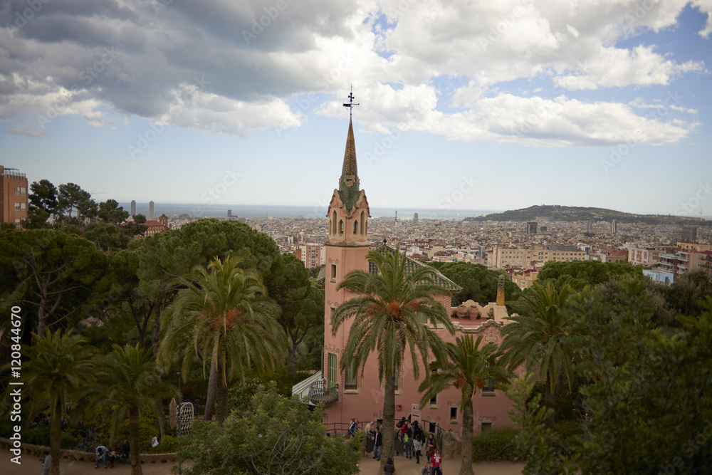 Fototapeta premium Series of photos of the most emblematic of Barcelona, Gell Park, Las Ramblas, Gaudí. Barcelona, Spain