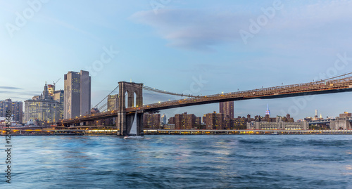 Manhattan Downtown urban view with Brooklyn bridge