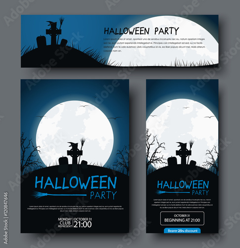Set of posters, flyers and banners for Halloween