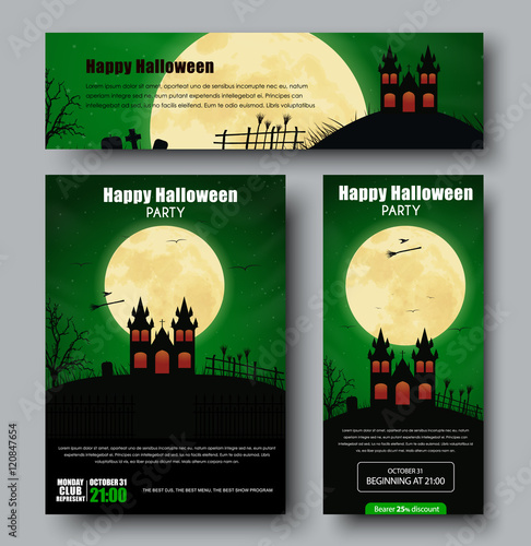 Set of posters, flyers and banners for Halloween