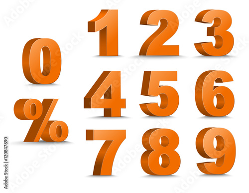 Set of color 3D figures and percent