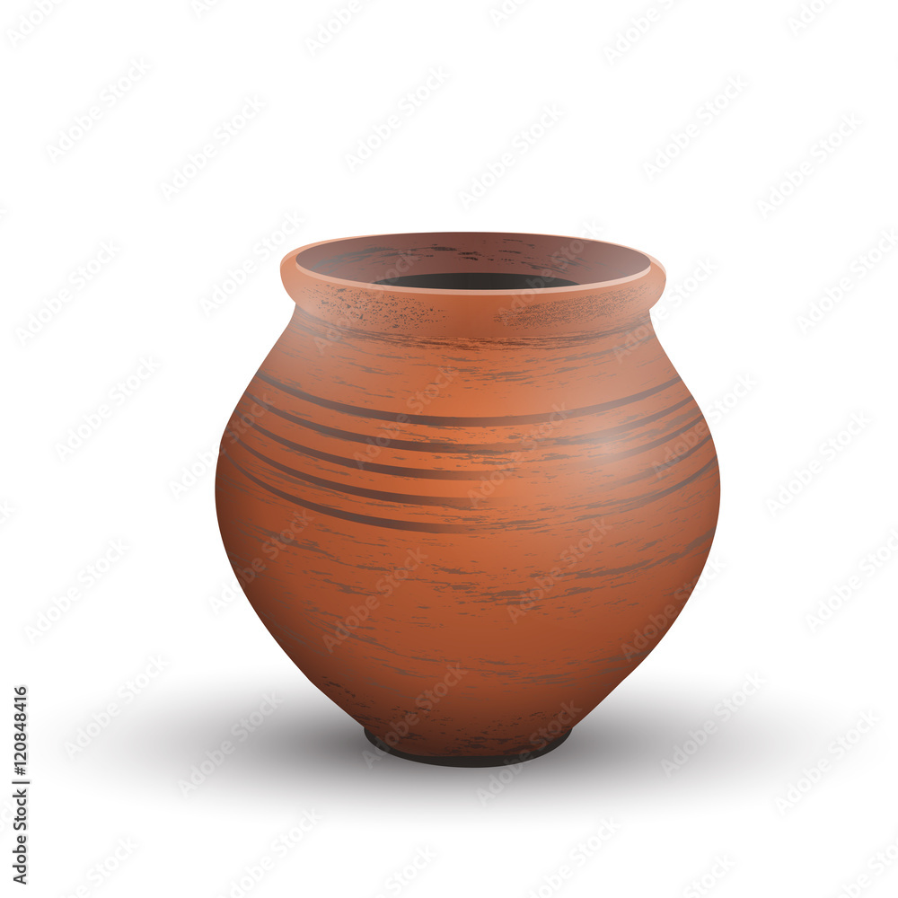 Clay pot isolated illustration on white background