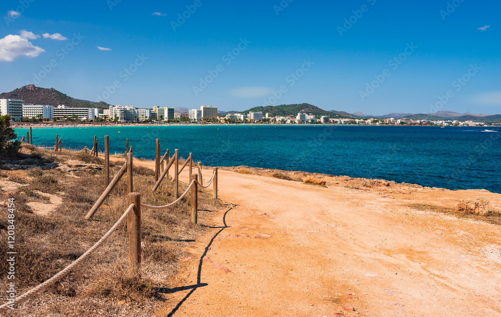 Panorama Coastline Spain Majorca Beach Cala Millor