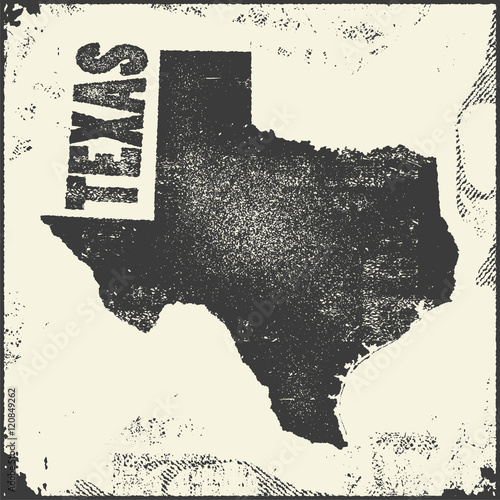 Retro distressed insignia with US state map.