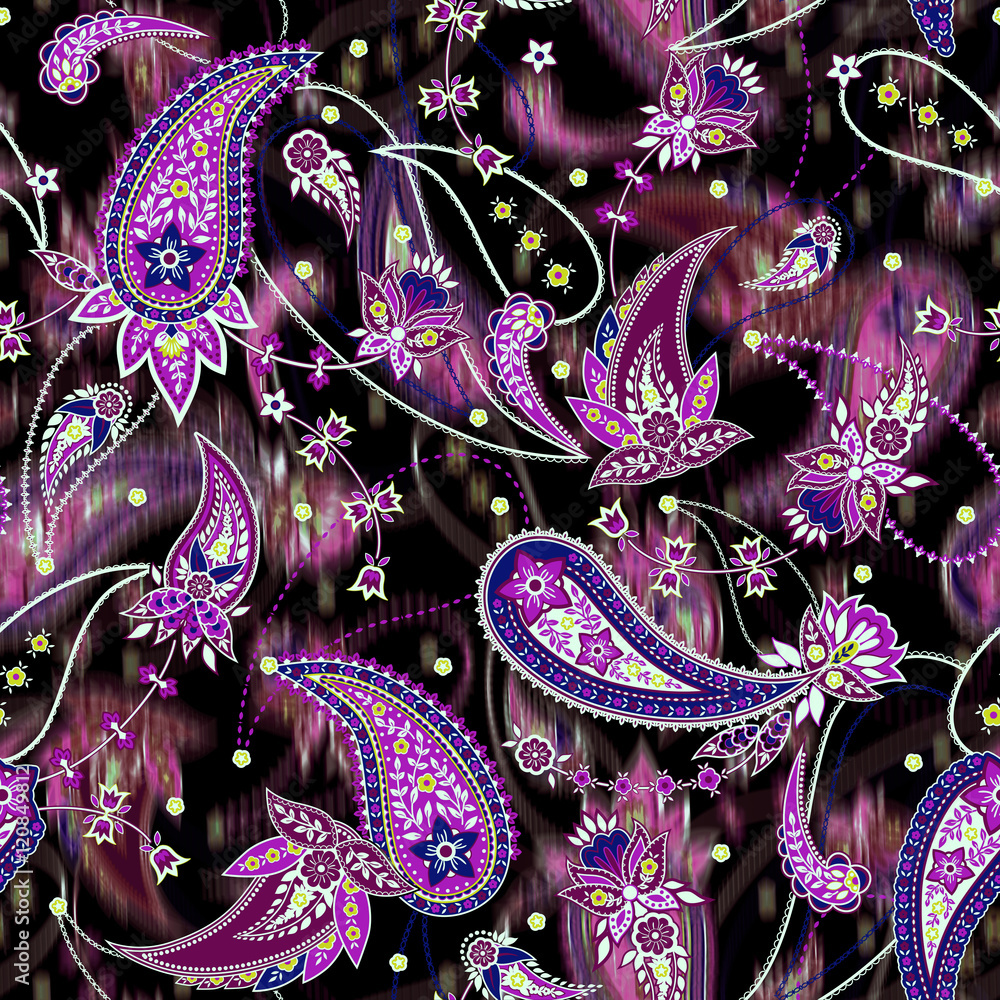 custom made wallpaper toronto digitalseamless artistic graphical oriental paisley pattern, colorful modern stylish blurred ethnic background print in east style