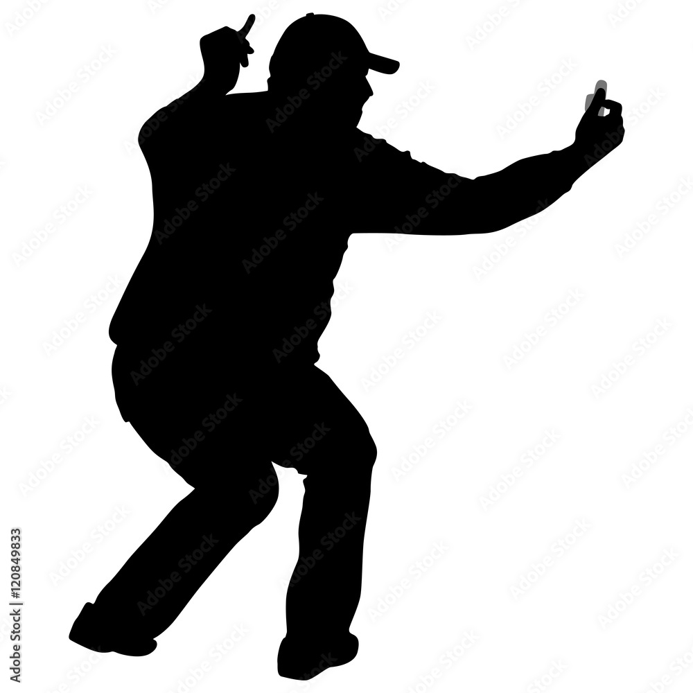 Silhouettes man taking selfie with smartphone on white background. Vector illustration Silhouettes man taking selfie with smartphone on white background. Vector illustration