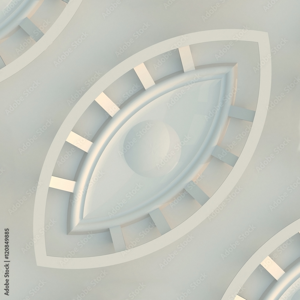 Fototapeta premium 3d illustration. White 3d render of a stylized open eyes. Single version.