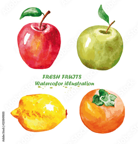 apple, lemon, persimmon