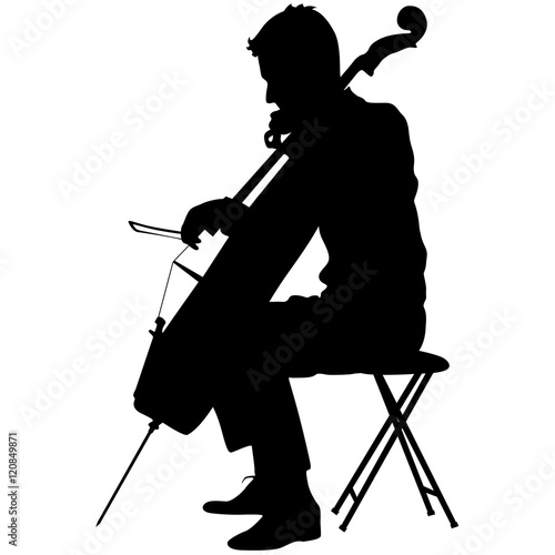 Silhouettes a musician playing the cello. Vector illustration