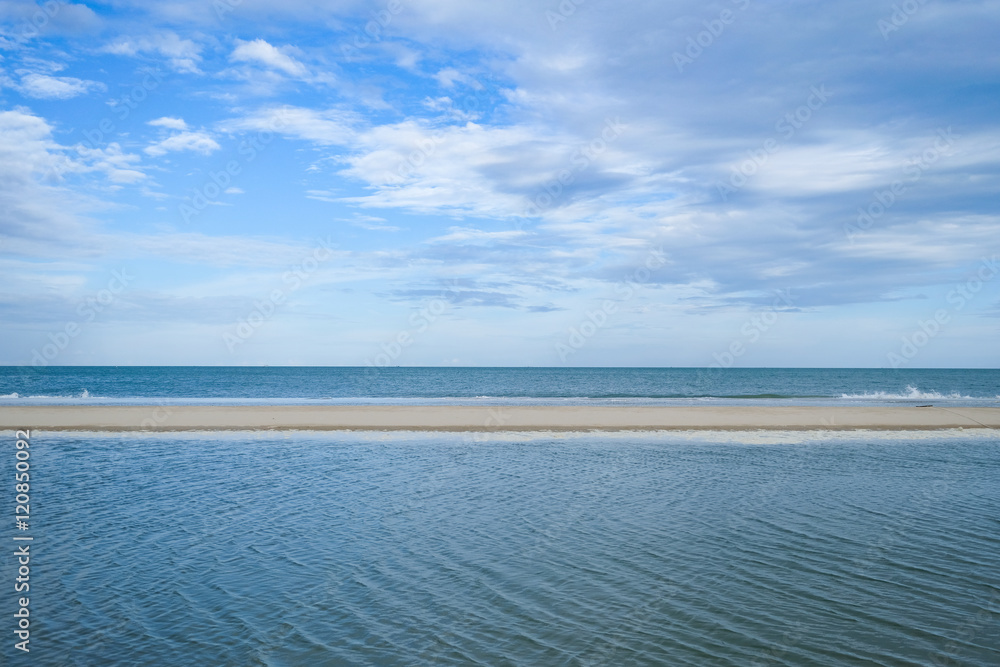 Obraz premium beach with blue ocean and cloudscape