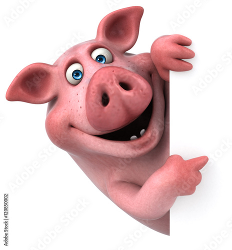 Behang Fun pig - 3D Illustration