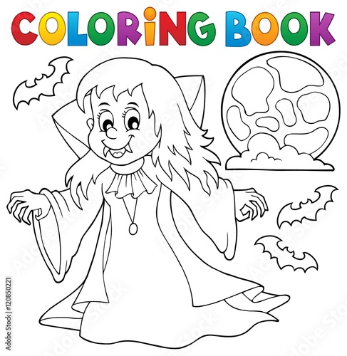 Coloring book vampire girl theme 1