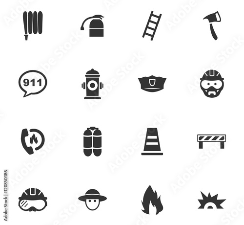 Fire brigade icons set