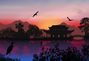 Leinwandbilder Aubergine Beautiful asian landscape  © Balint Radu