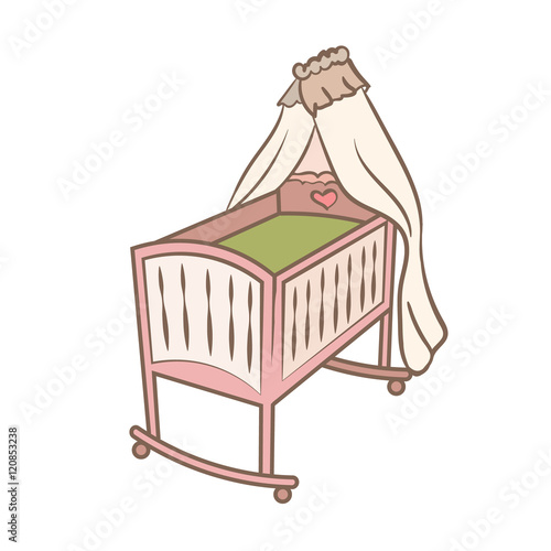 Baby cradle doodle illustration