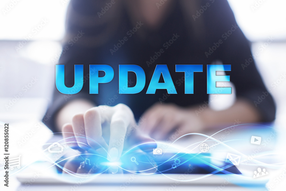 Woman is using modern tablet pc, presssing on touch screen and selecting Woman is using modern tablet pc, presssing on touch screen and selecting