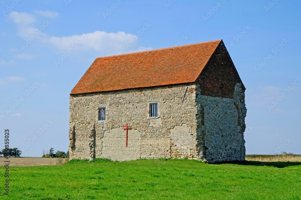 The Saxon Chapel of St Peters-on- the- Wall at Bradwell on Sea Essex was built by St Cedd in 654 AD.