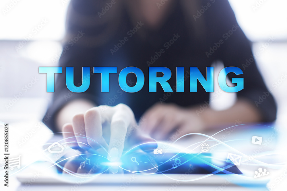 Woman is using modern tablet pc, presssing on touch screen and selecting Woman is using modern tablet pc, presssing on touch screen and selecting