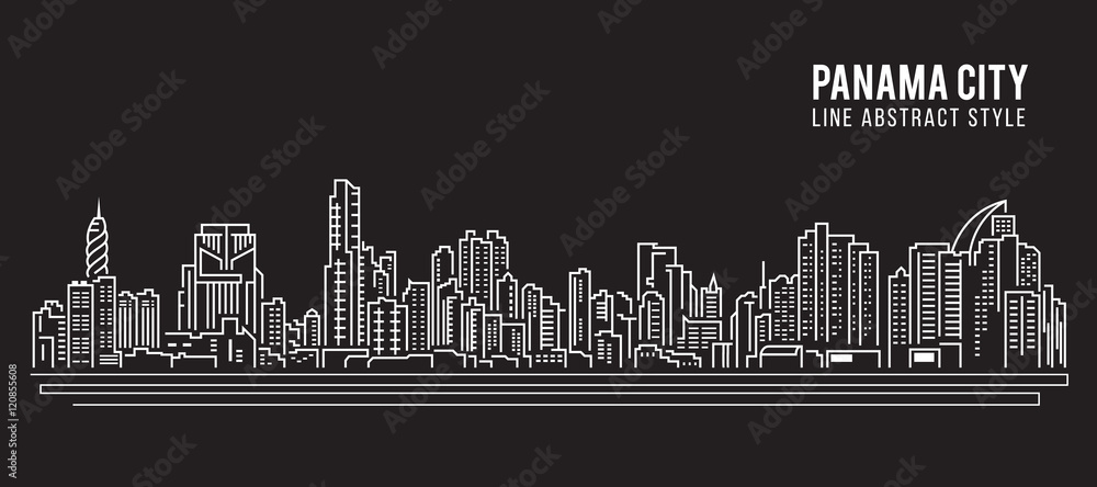 Fototapeta Cityscape Building Line art Vector Design ilustracji - Panama City