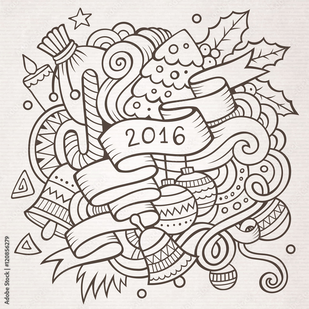 2016 New year doodles elements background