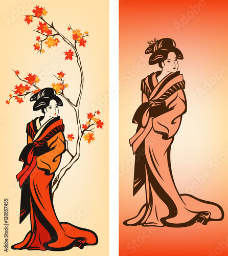 Autumn geisha design set