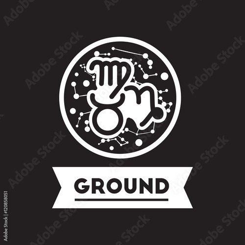 flat icon in black and white style zodiacal earth element  