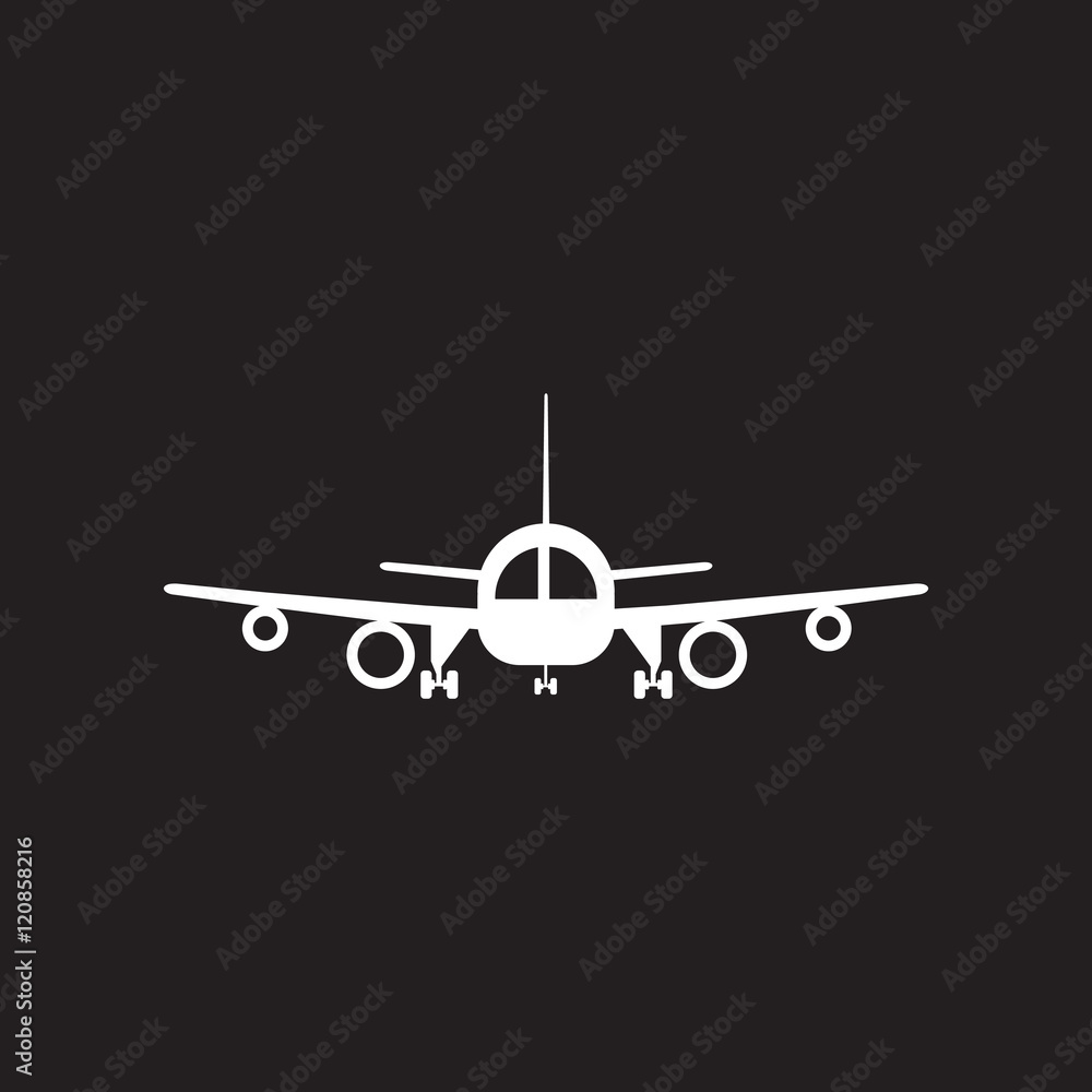 flat icon in black and white style travel airplane flat icon in black and white style travel airplane