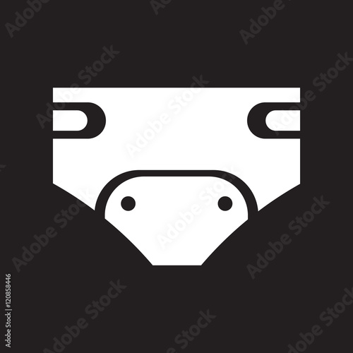 flat icon in black and white style diapers