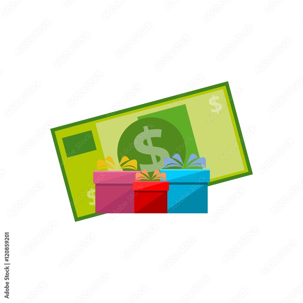 Gift present with dollar icon vector Gift present with dollar icon vector