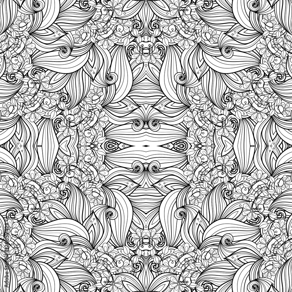 Vector Seamless Abstract Black and White Tribal Pattern Vector Seamless Abstract Black and White Tribal Pattern