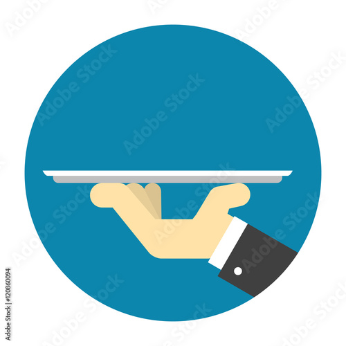 Waiter hand holding tray
