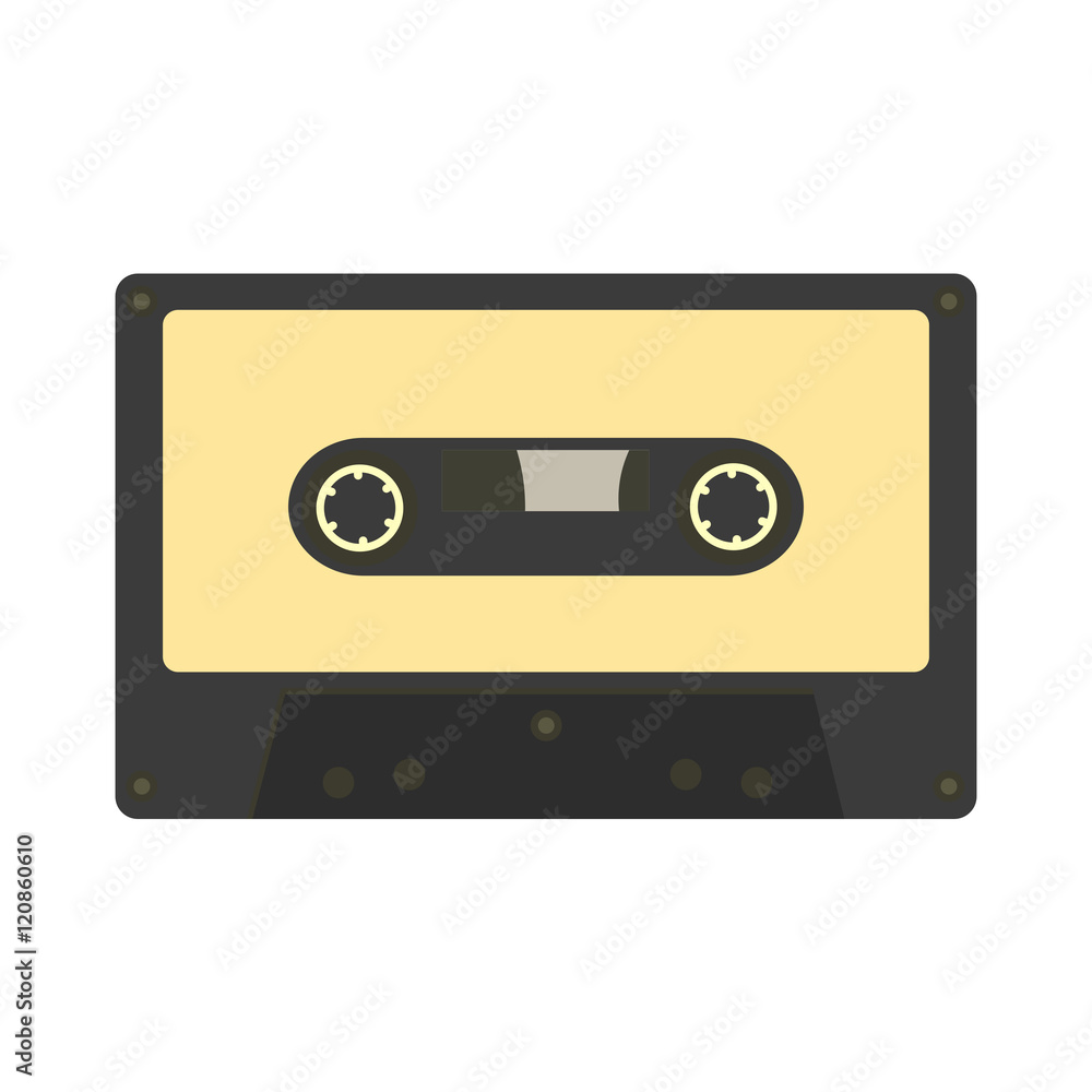 Audio cassette icon. Retro music gadget from 21-st century.