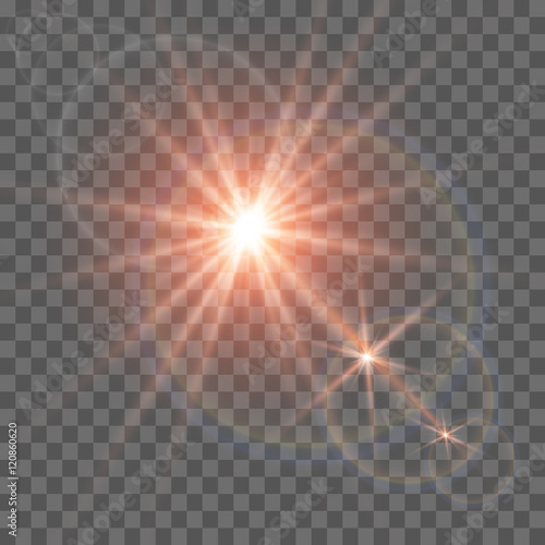 Sun with lens flare  vector background