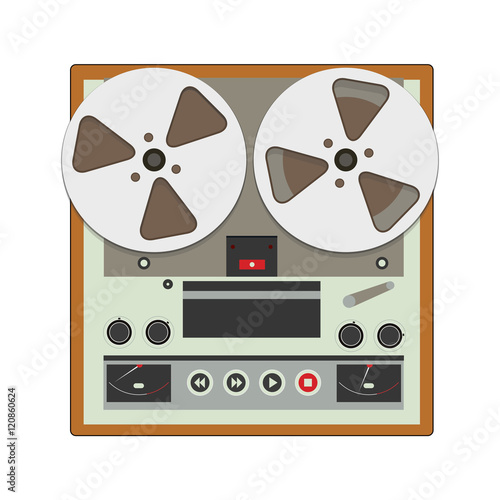 Reel-to-reel recorder with cassete tape cartridges. Retro music