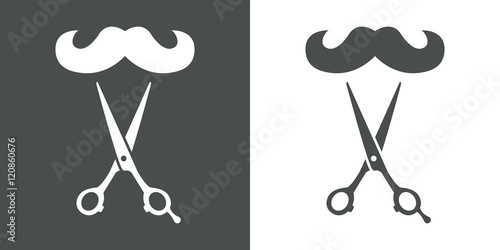 Icono plano bigote y tijeras gris 