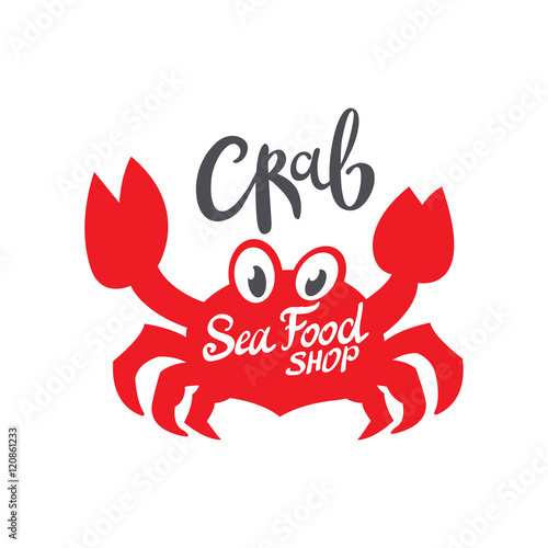 Crab silhouette. Seafood shop logo branding template for craft food packaging or restaurant design. Vector illustration