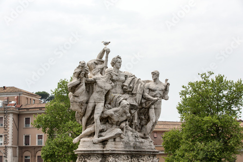 Sculpture at Vittorio Emanuele II Bridge  Rome  Italy.