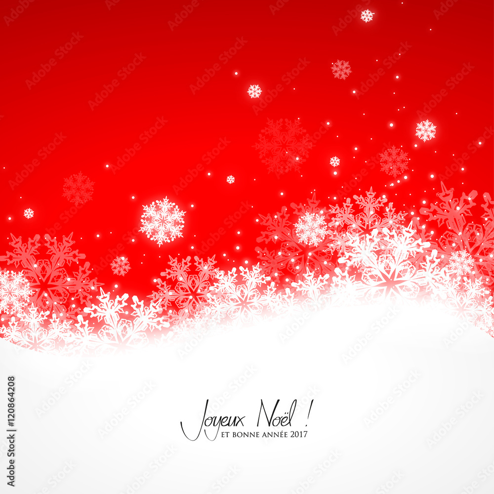 Carte de Noël avec flocons - Version rouge
