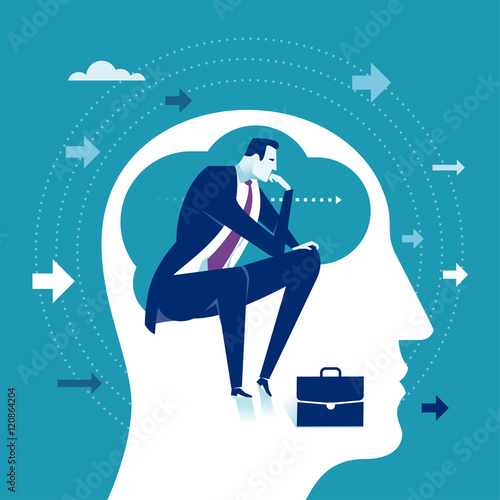 Thinker. Thinking manager. Business concept vector illustration.