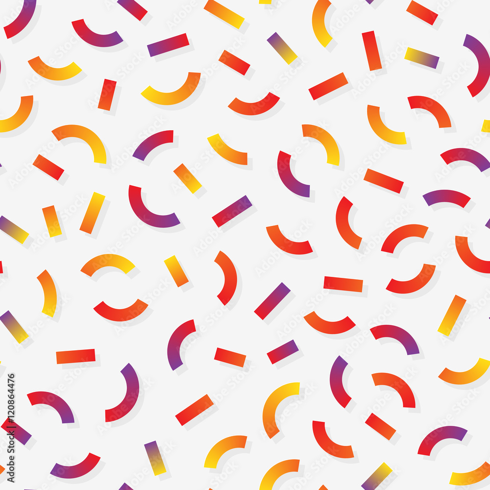 Vector Seamless Multicolor Memphis Style Lines Jumble Pattern