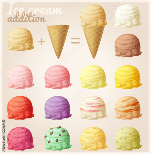Set of cartoon ice cream icons